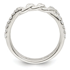 Sterling Silver Polished CZ Chain Detail Ring