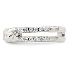 Sterling Silver Polished CZ Chain Detail Ring