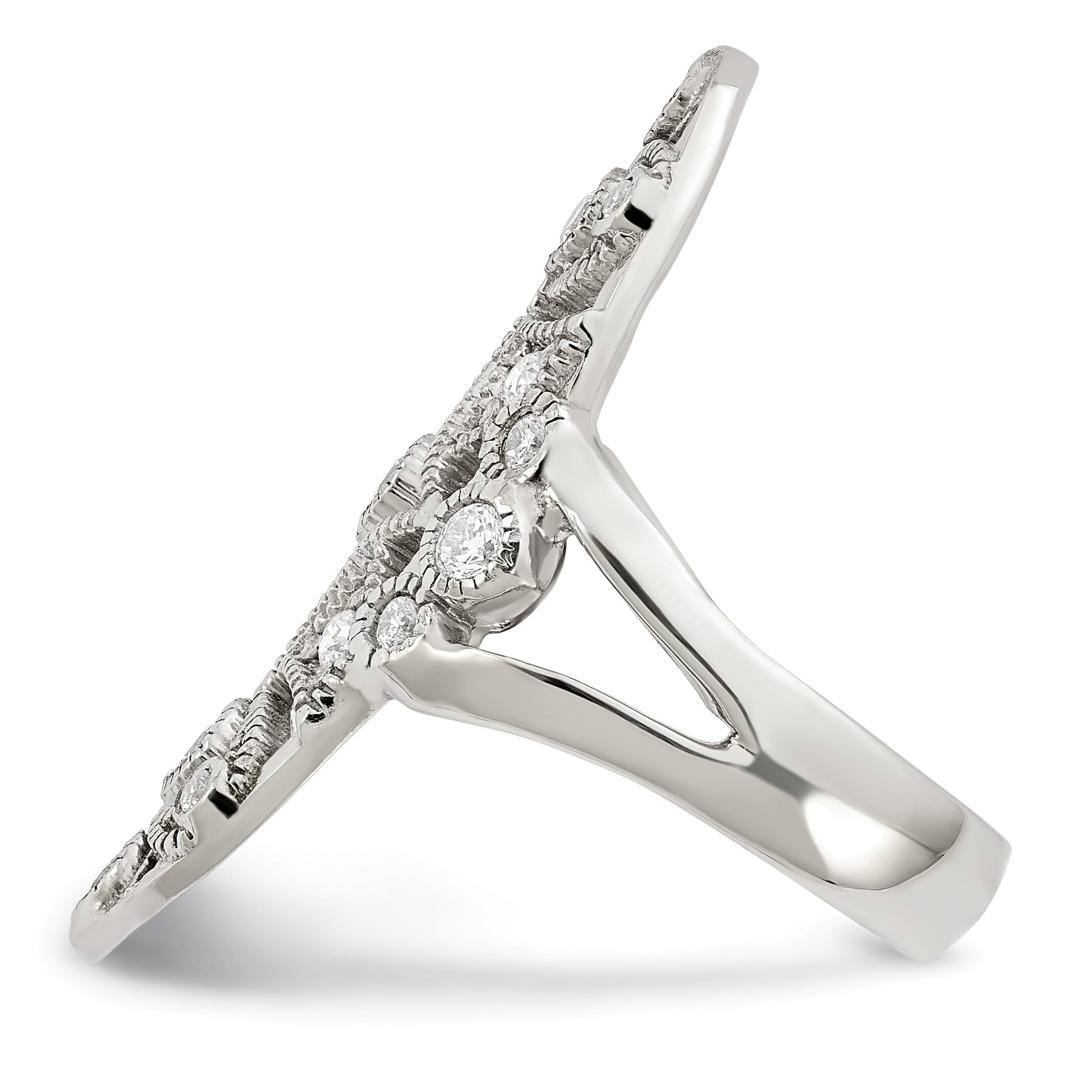 Sterling Silver Polished Fancy CZ Ring