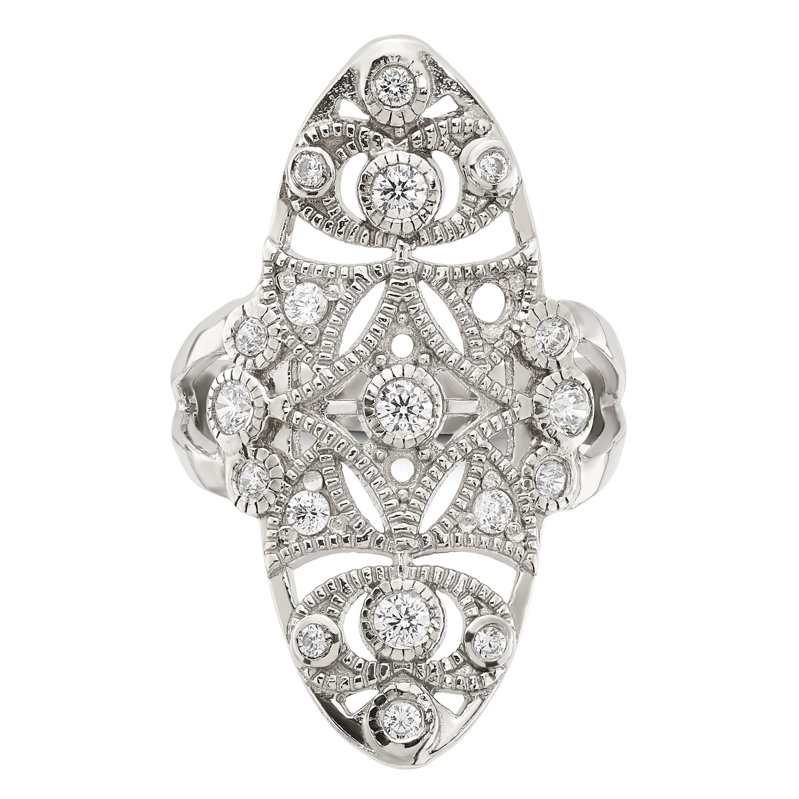 Sterling Silver Polished Fancy CZ Ring