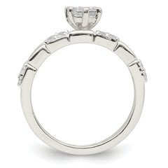 Sterling Silver Polished CZ Wedding Ring Set