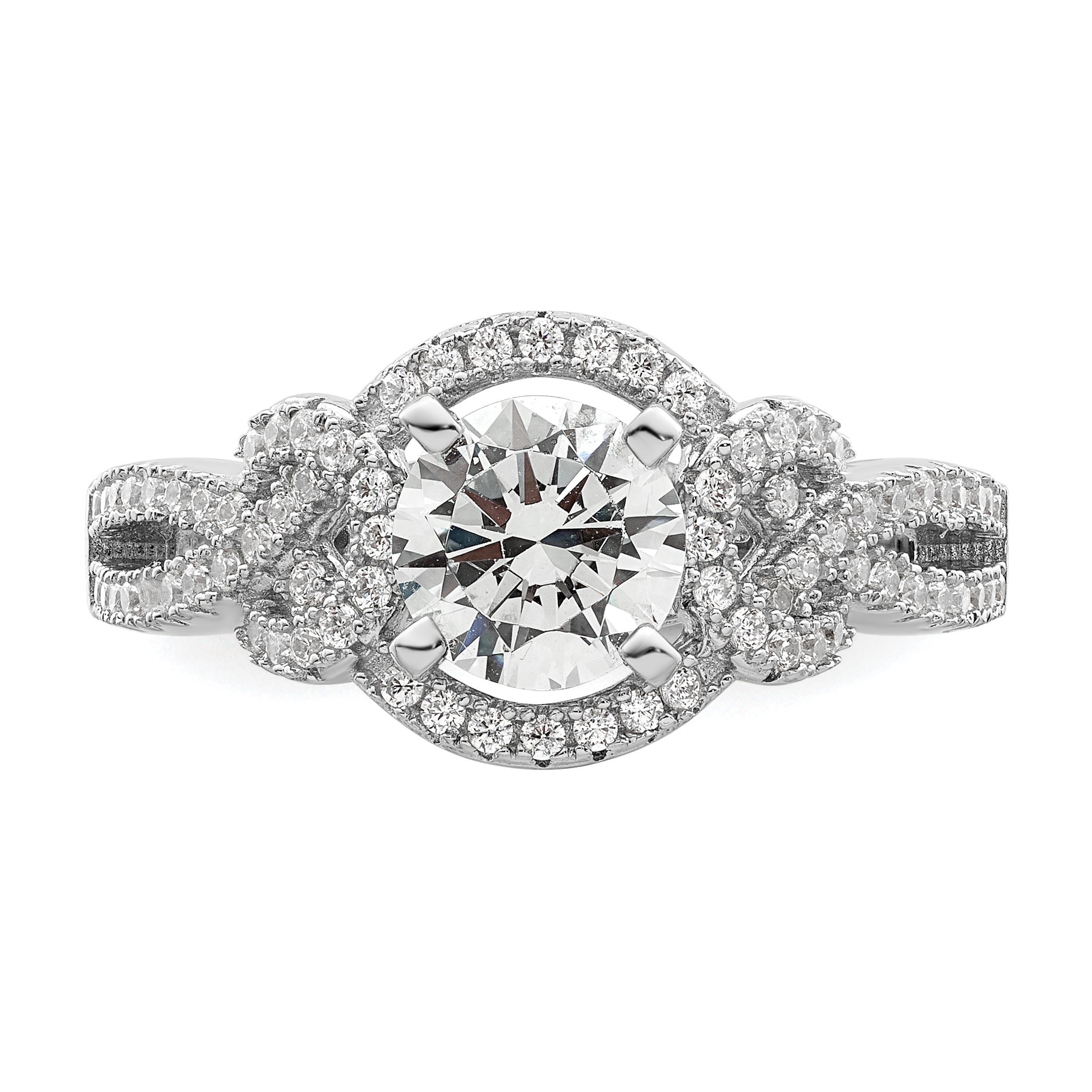 Sterling Silver Rhodium plated 2 piece CZ Bridal Ring Set