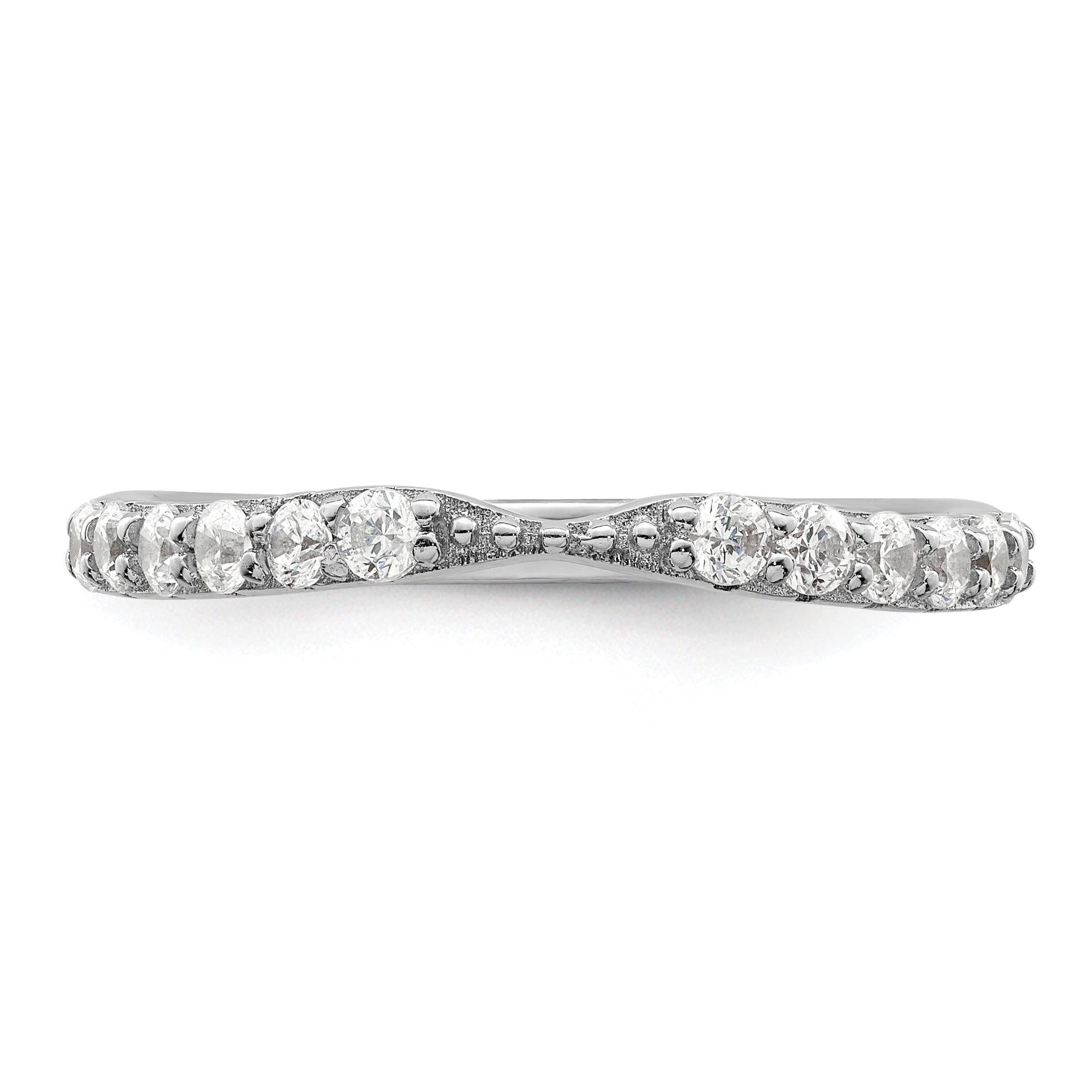 Sterling Silver Polished Rhodium-plated CZ Trio 3 Ring Set