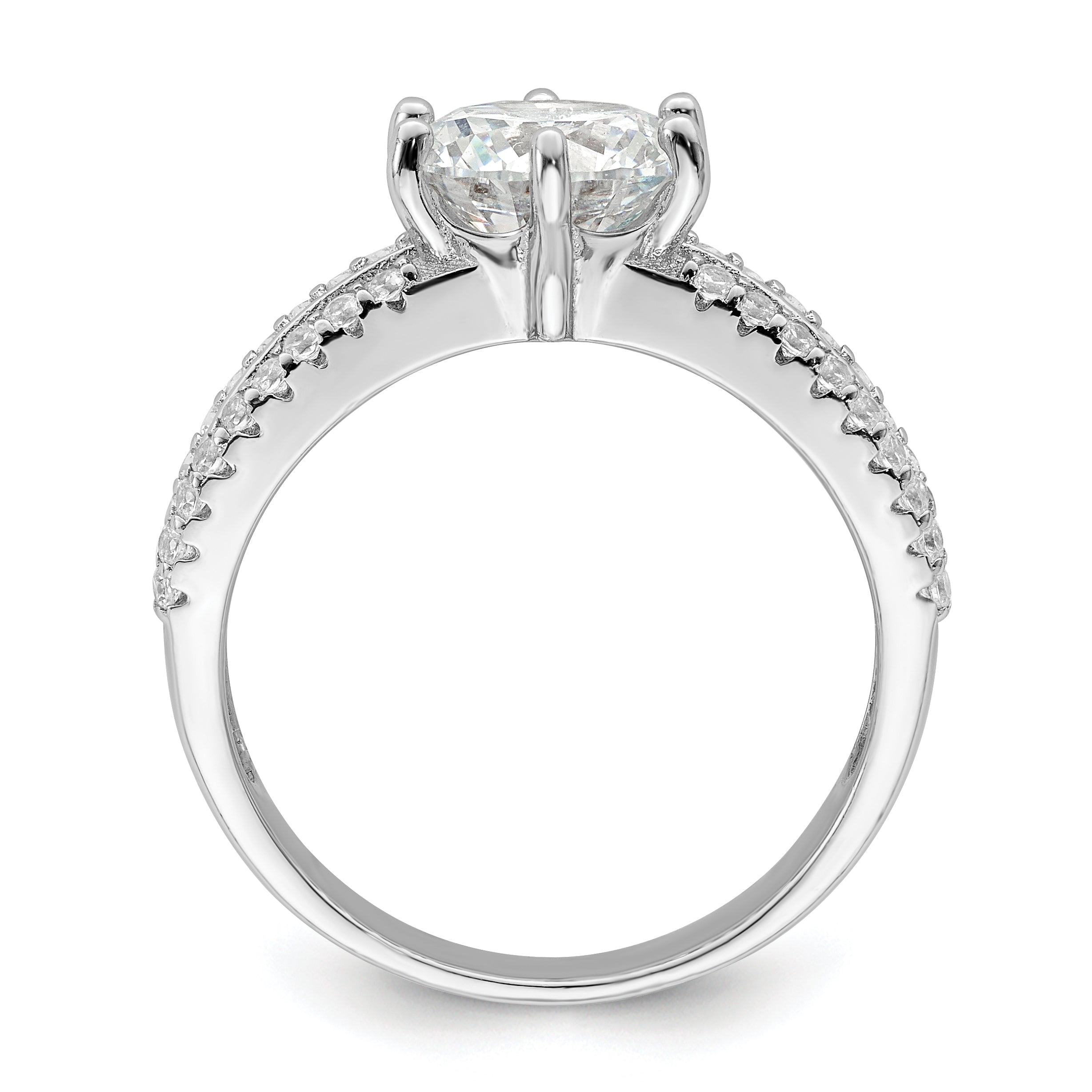 Sterling Silver Polished Rhodium-plated CZ Trio 3 Ring Set