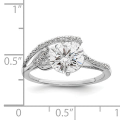 Sterling Silver Rhodium-plated Overlap CZ Ring