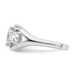 Sterling Silver Rhodium-plated Three Stone Twist CZ Ring