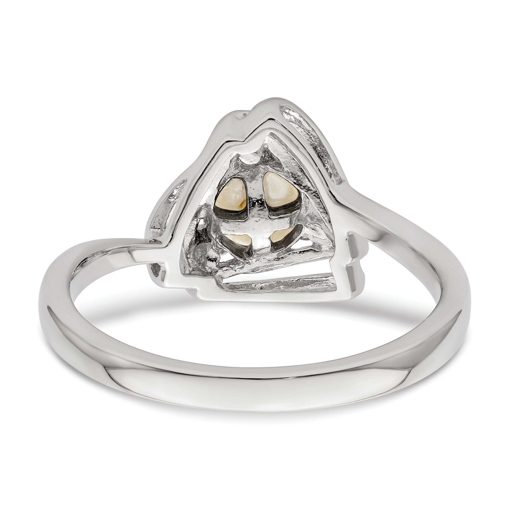 Sterling Silver Rhodium-plated FWC Pearl and CZ Triangle Ring