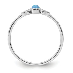 Sterling Silver Rhodium-plated Polished Lab Created Blue Opal Ring