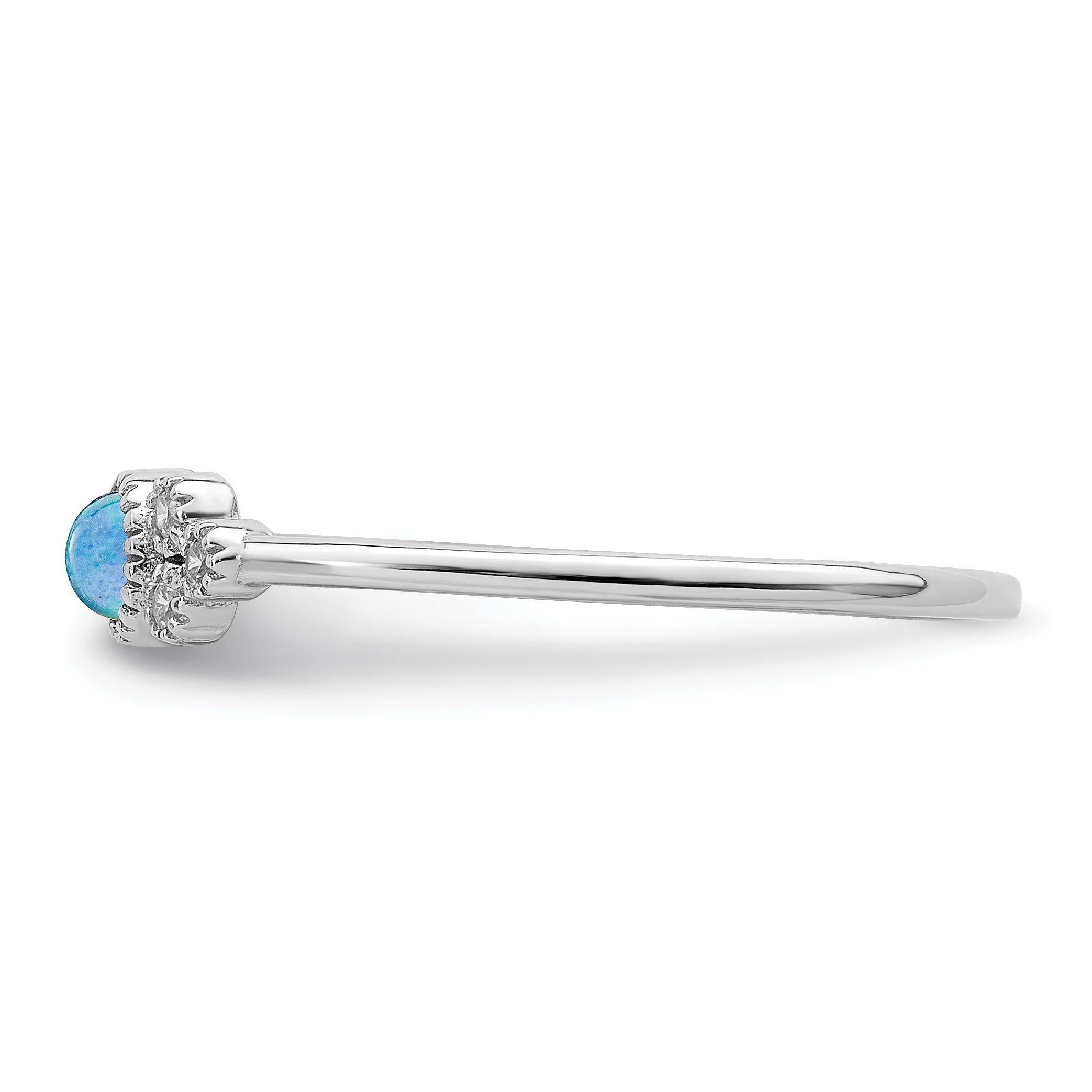 Sterling Silver Rhodium-plated Polished Lab Created Blue Opal Ring