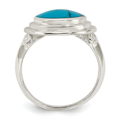 Sterling Silver Polished Round Imitation Turquoise Ring