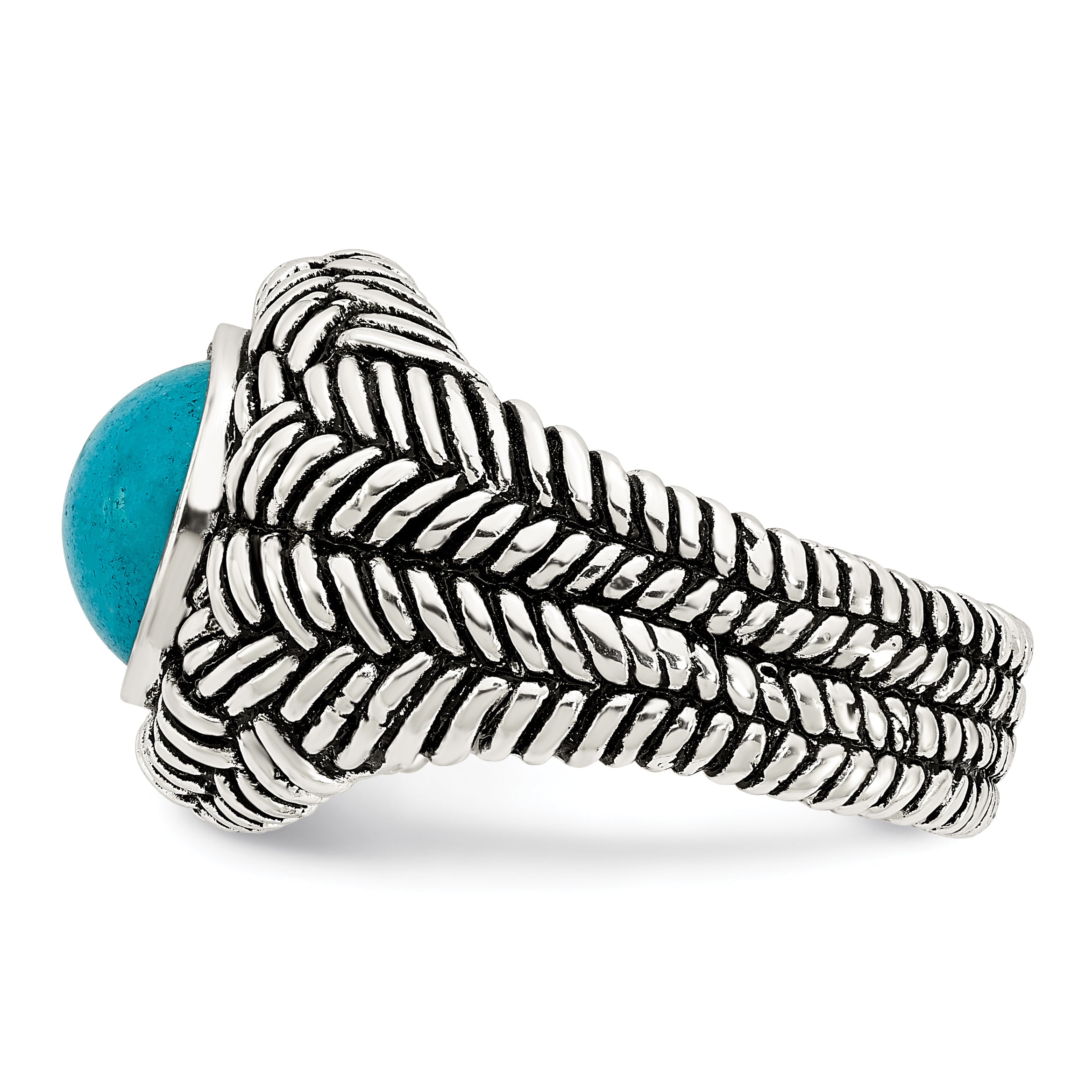 Sterling Silver Oxidized Imitation Turquoise Ring