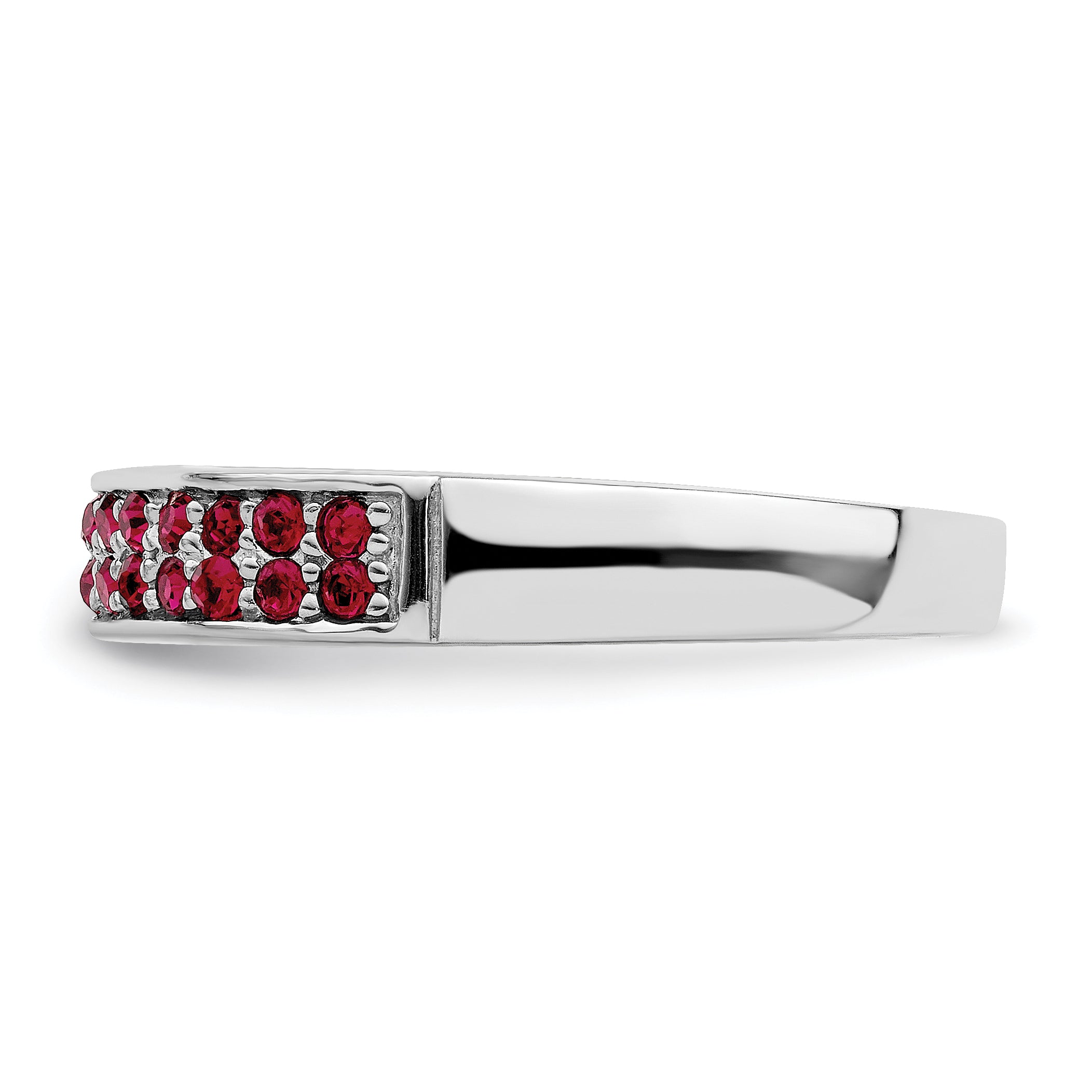 Sterling Silver Rhodium-plated Polished Red Crystal Ring