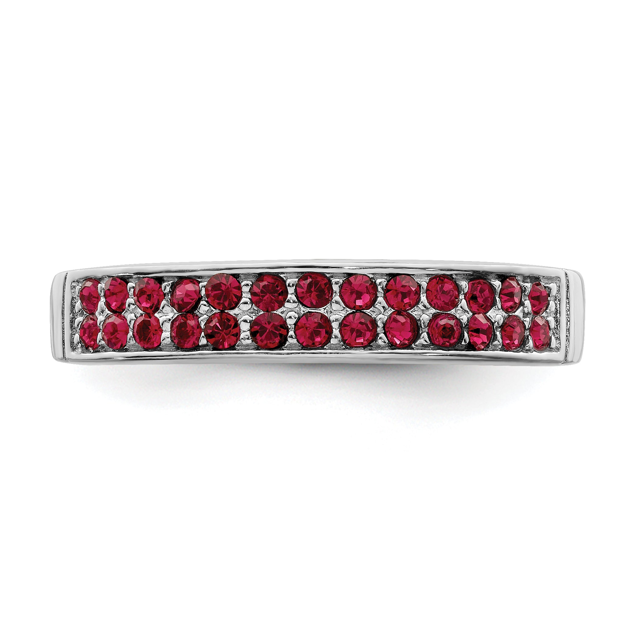 Sterling Silver Rhodium-plated Polished Red Crystal Ring