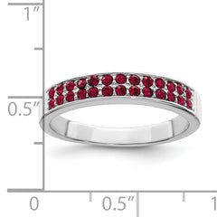 Sterling Silver Rhodium-plated Polished Red Crystal Ring