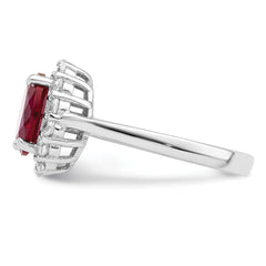 Sterling Silver Polished Rhodium-plated Red and Clear CZ Ring