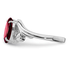 Sterling Silver Rhodium-plated Garnet Ring