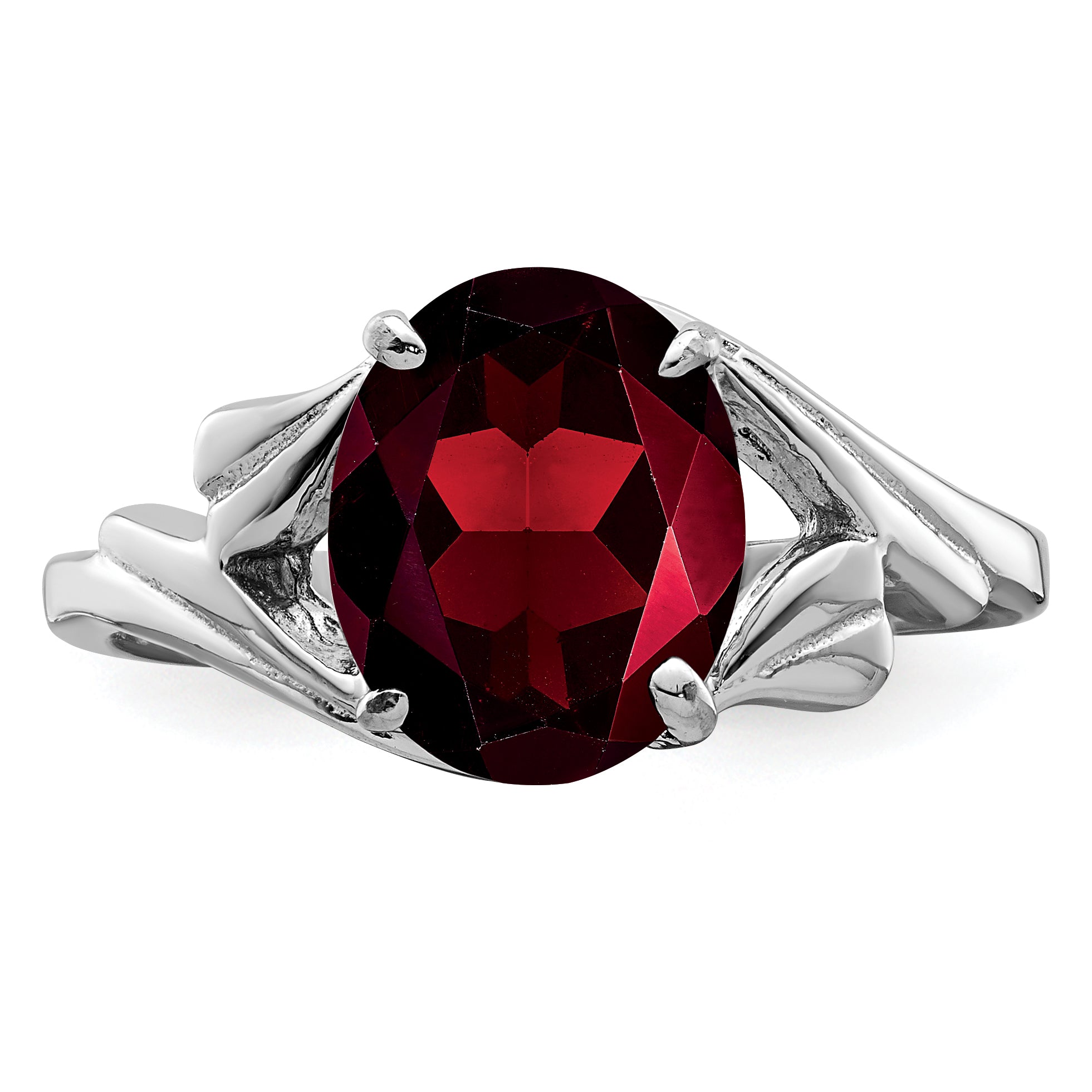 Sterling Silver Rhodium-plated Garnet Ring