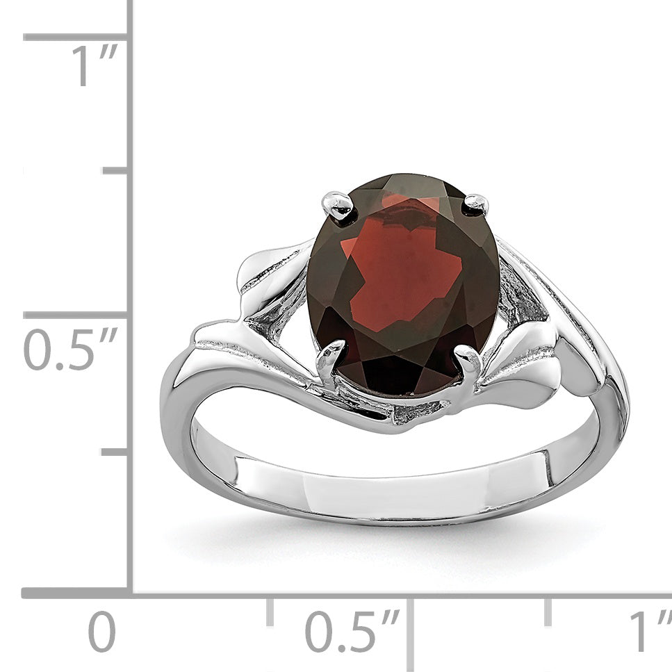 Sterling Silver Rhodium-plated Garnet Ring