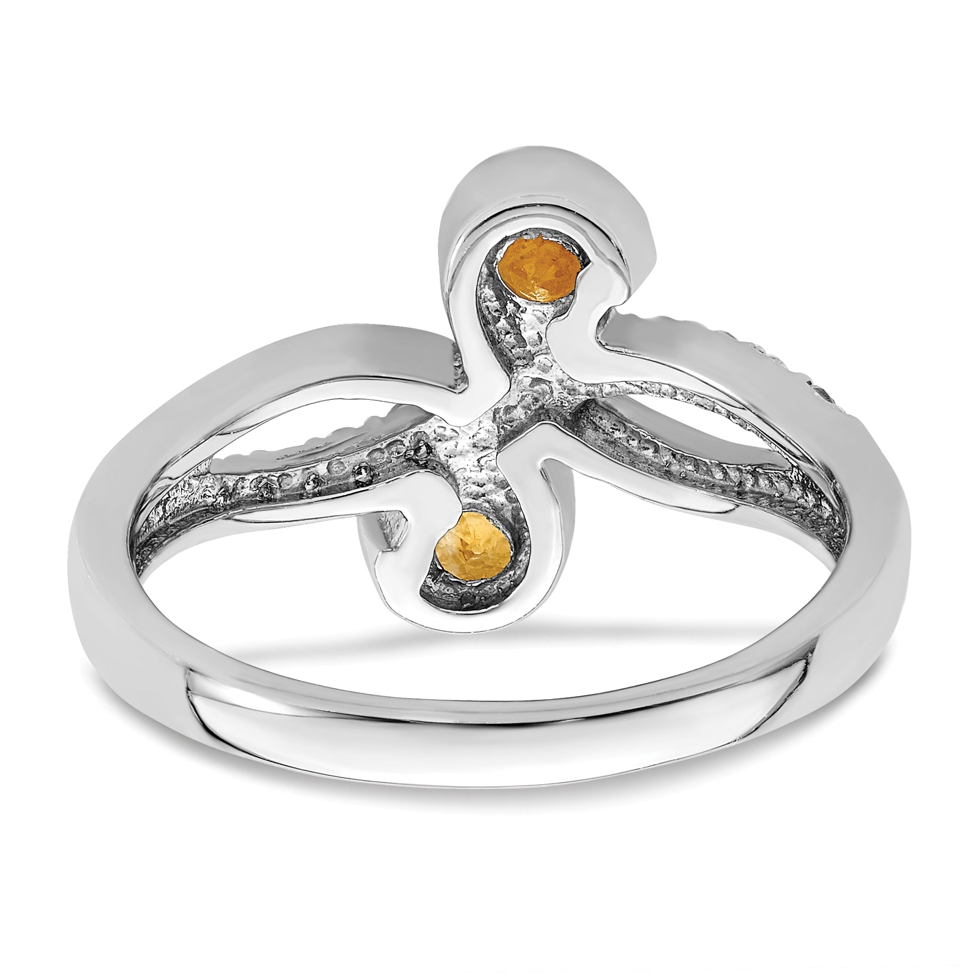 Sterling Silver Rhod-plated .60t.w. Citrine & White Topaz Swirl Ring