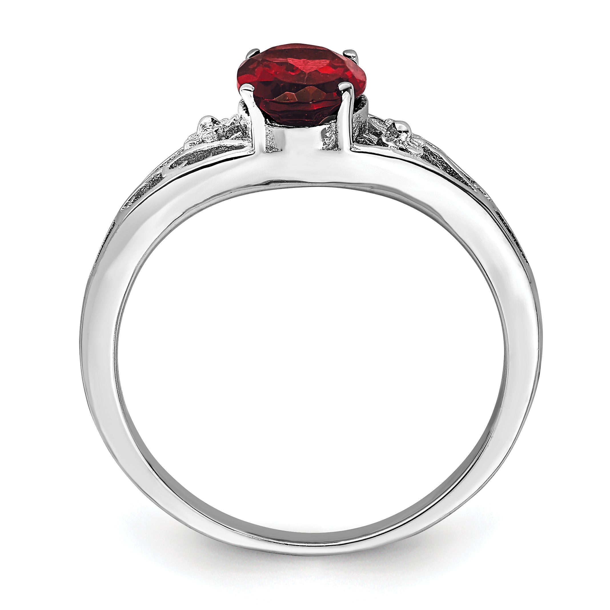 Sterling Silver Rhodium-plated Garnet Ring