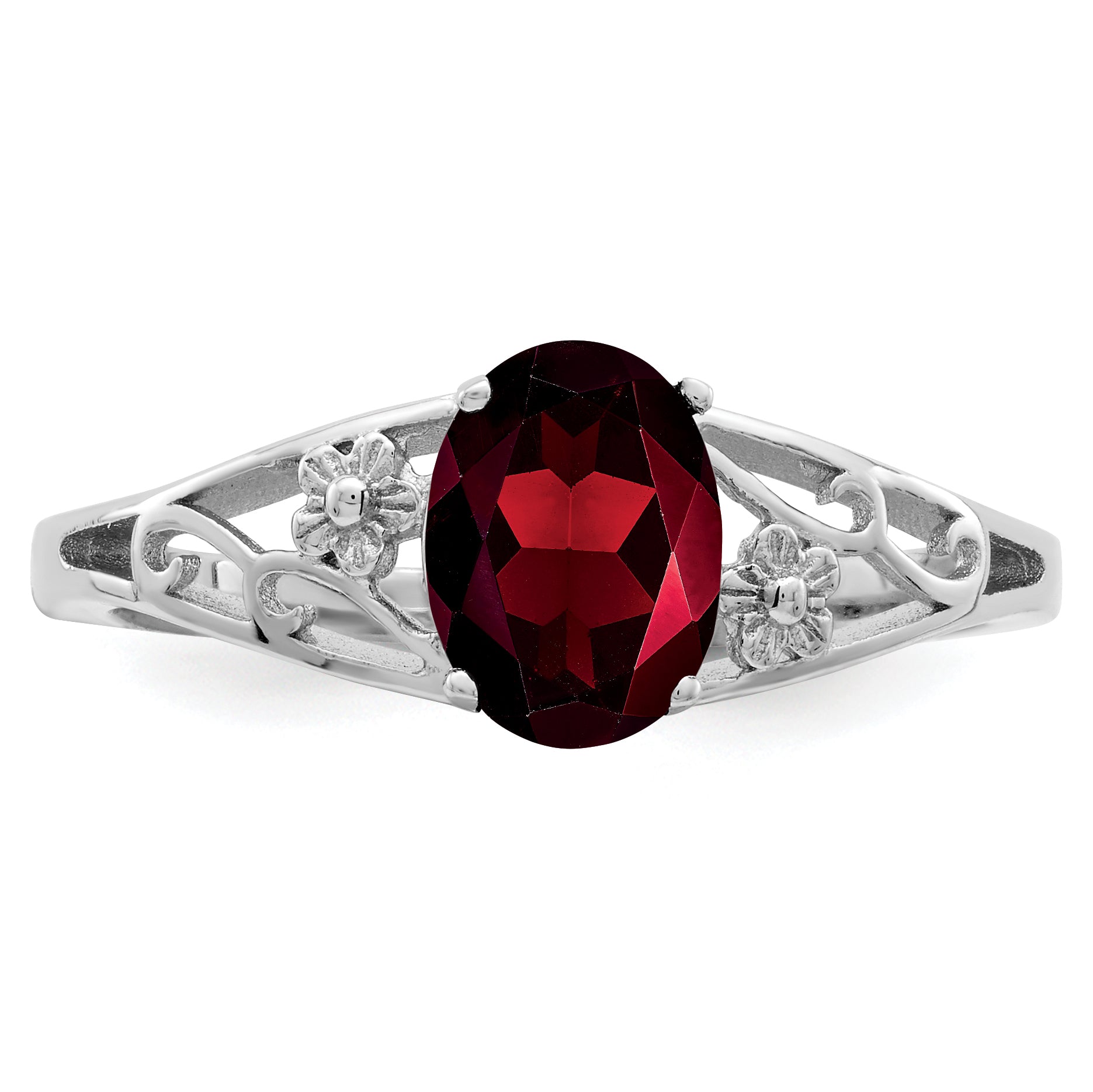 Sterling Silver Rhodium-plated Garnet Ring