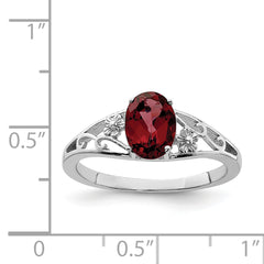 Sterling Silver Rhodium-plated Garnet Ring