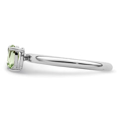 Sterling Silver Rhodium-plated Pear Green Quartz & White Topaz Ring