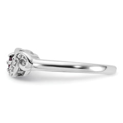 Sterling Silver Rhodium-plated Garnet and CZ Swirl Ring