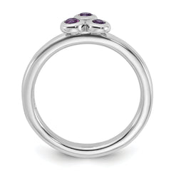 Sterling Silver Rhodium-plated Amethyst Ring