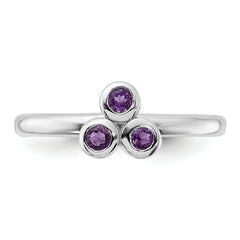 Sterling Silver Rhodium-plated Amethyst Ring