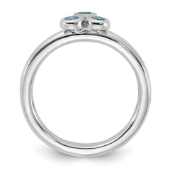 Sterling Silver Rhodium-plated Light Swiss Blue Topaz Ring