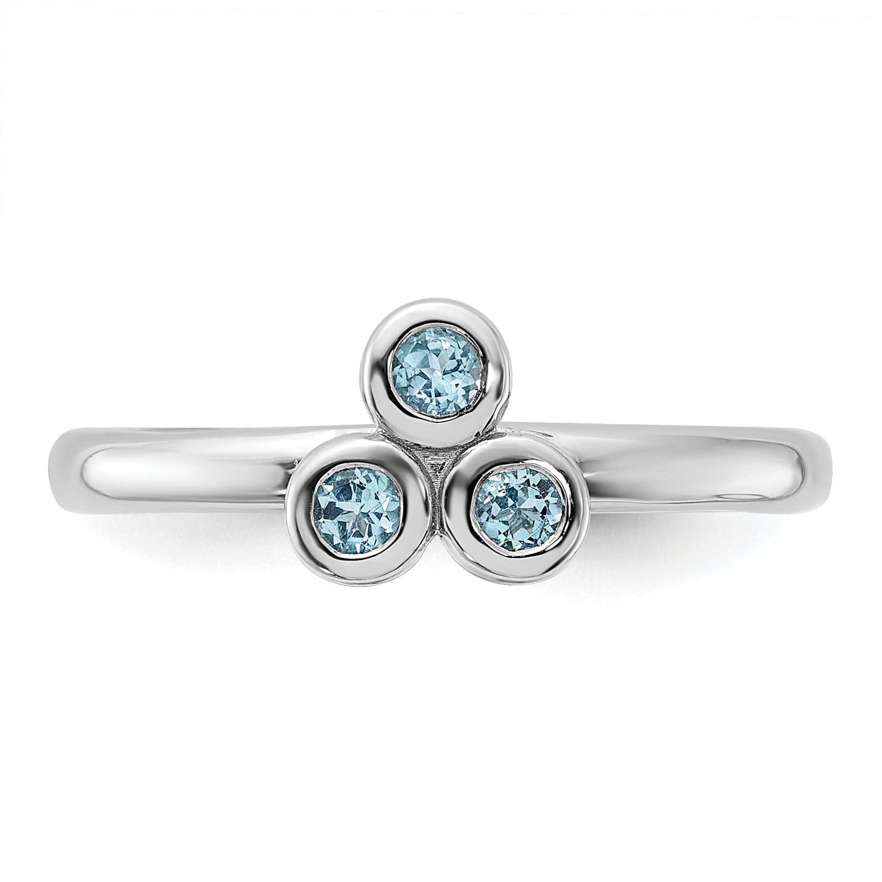 Sterling Silver Rhodium-plated Light Swiss Blue Topaz Ring