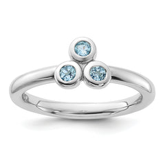 Sterling Silver Rhodium-plated Light Swiss Blue Topaz Ring