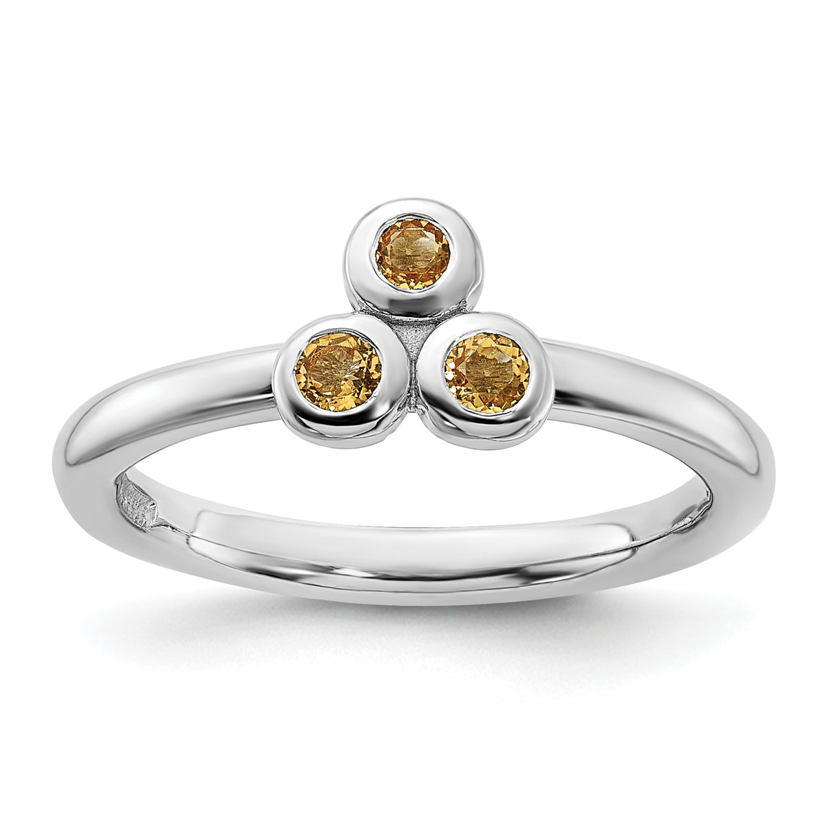 Sterling Silver Rhodium-plated Citrine Ring