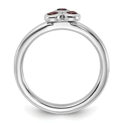 Sterling Silver Rhodium-plated Garnet Ring