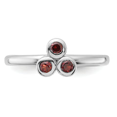 Sterling Silver Rhodium-plated Garnet Ring