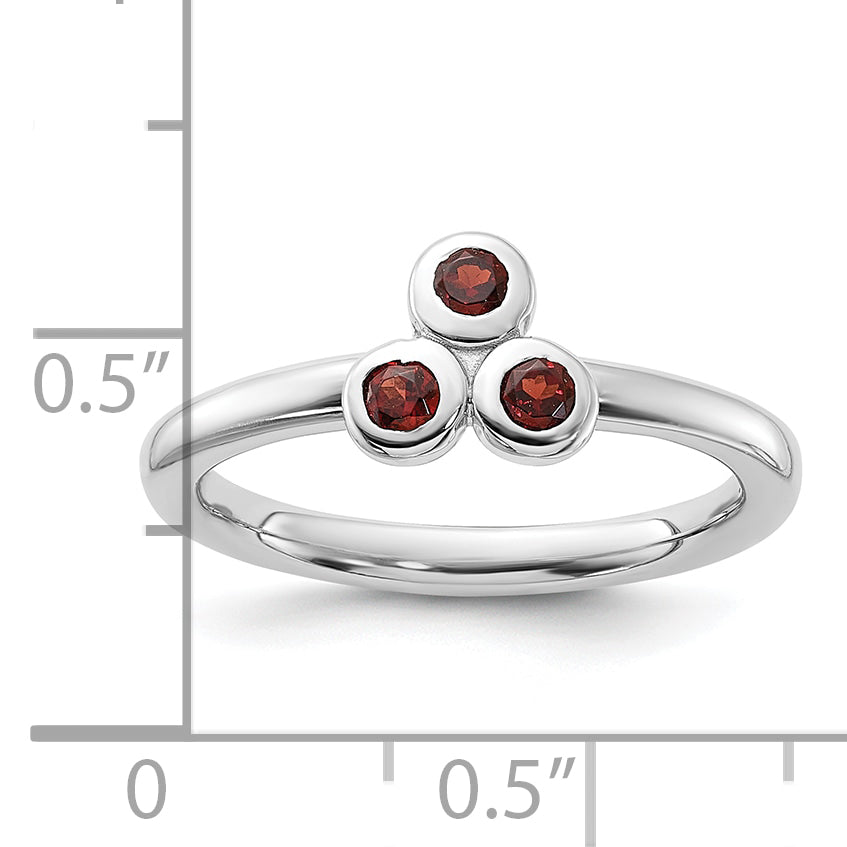 Sterling Silver Rhodium-plated Garnet Ring