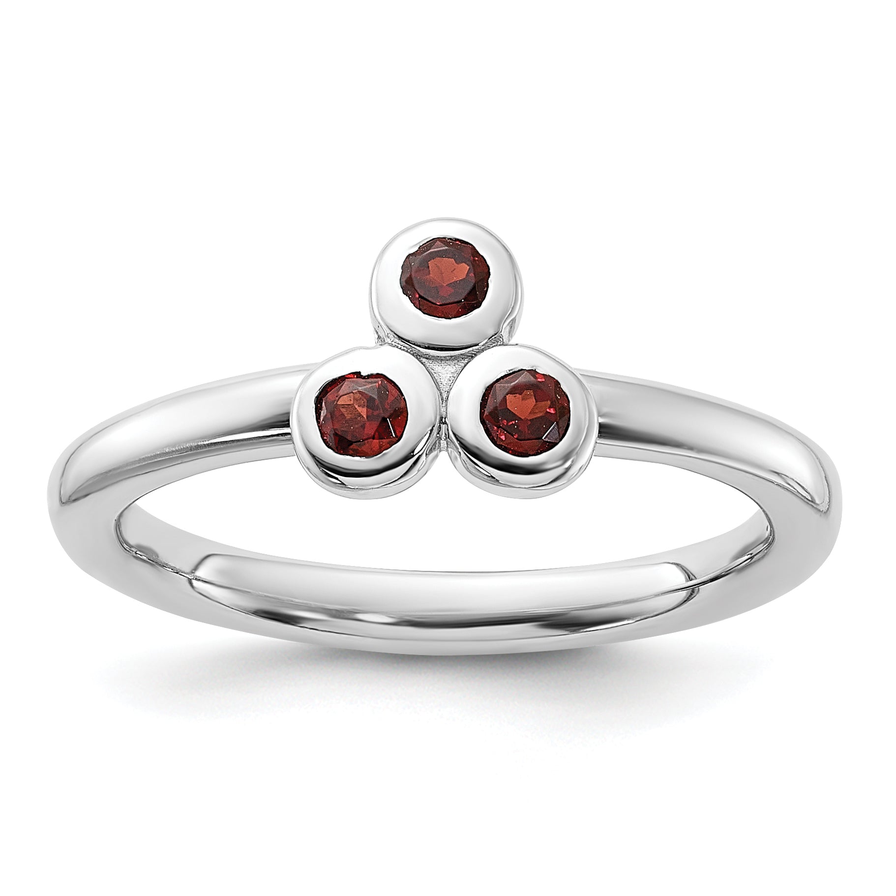 Sterling Silver Rhodium-plated Garnet Ring