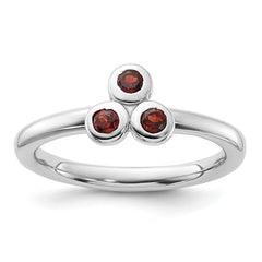 Sterling Silver Rhodium-plated Garnet Ring