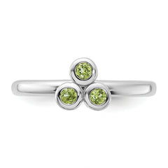 Sterling Silver Rhodium-plated Peridot Ring