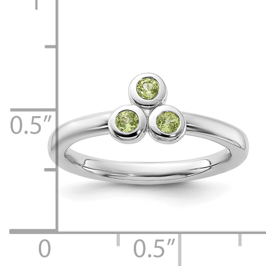 Sterling Silver Rhodium-plated Peridot Ring