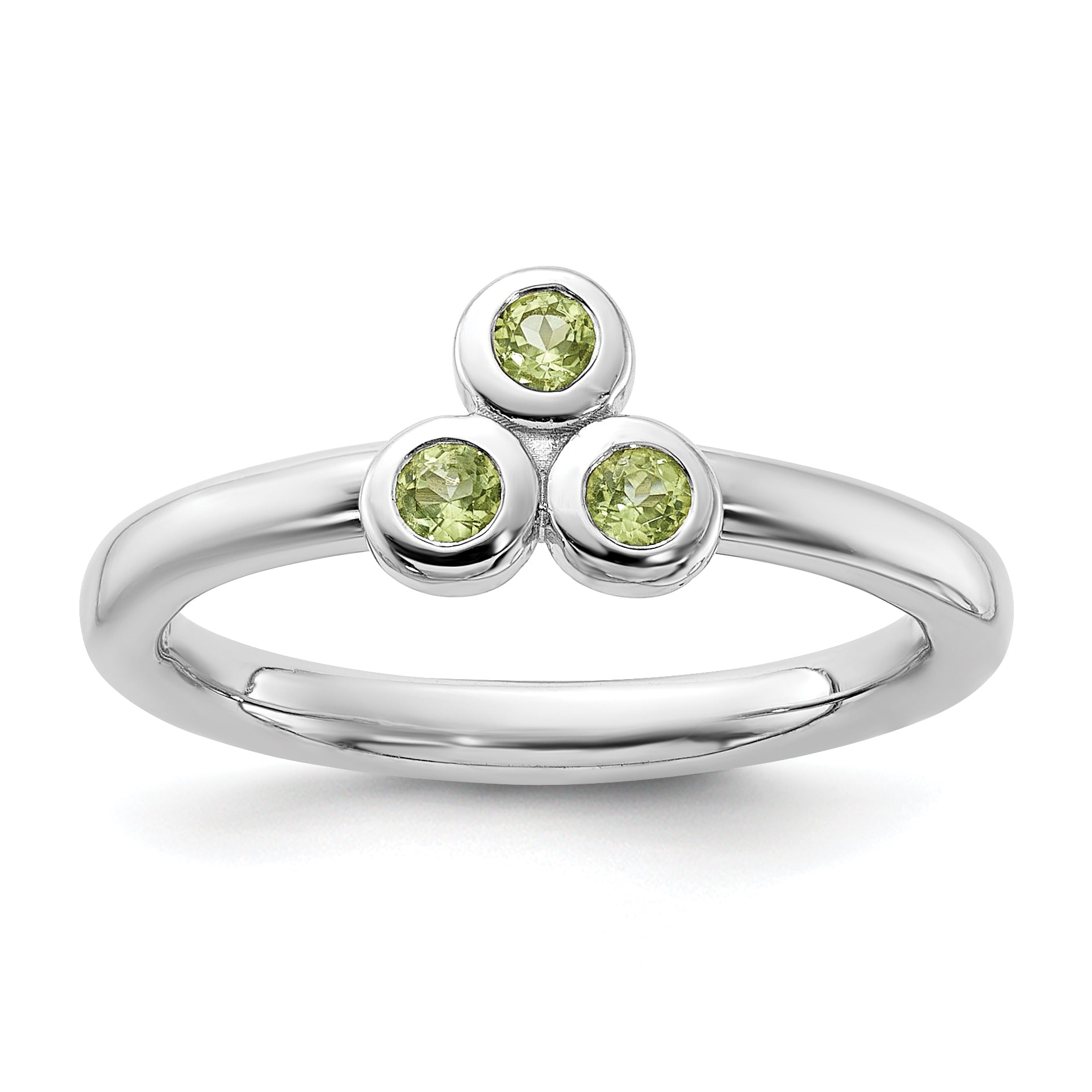 Sterling Silver Rhodium-plated Peridot Ring