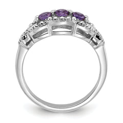 Sterling Silver Rhodium-plated Amethyst Ring