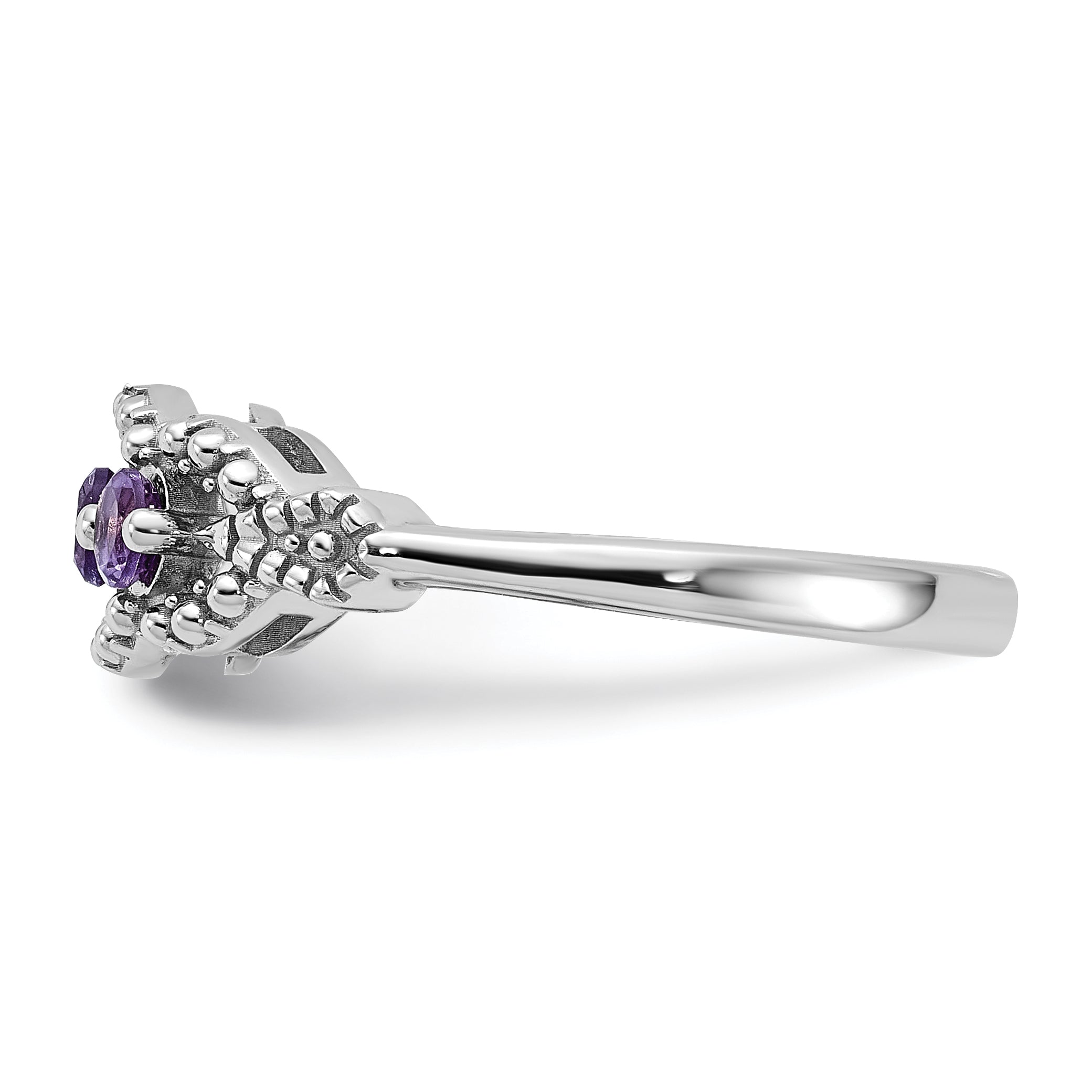 Sterling Silver Rhodium-plated Amethyst Ring