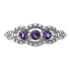 Sterling Silver Rhodium-plated Amethyst Ring