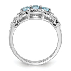 Sterling Silver Rhodium-plated Light Swiss Blue Topaz Ring