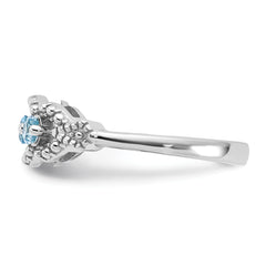 Sterling Silver Rhodium-plated Light Swiss Blue Topaz Ring