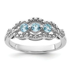 Sterling Silver Rhodium-plated Light Swiss Blue Topaz Ring