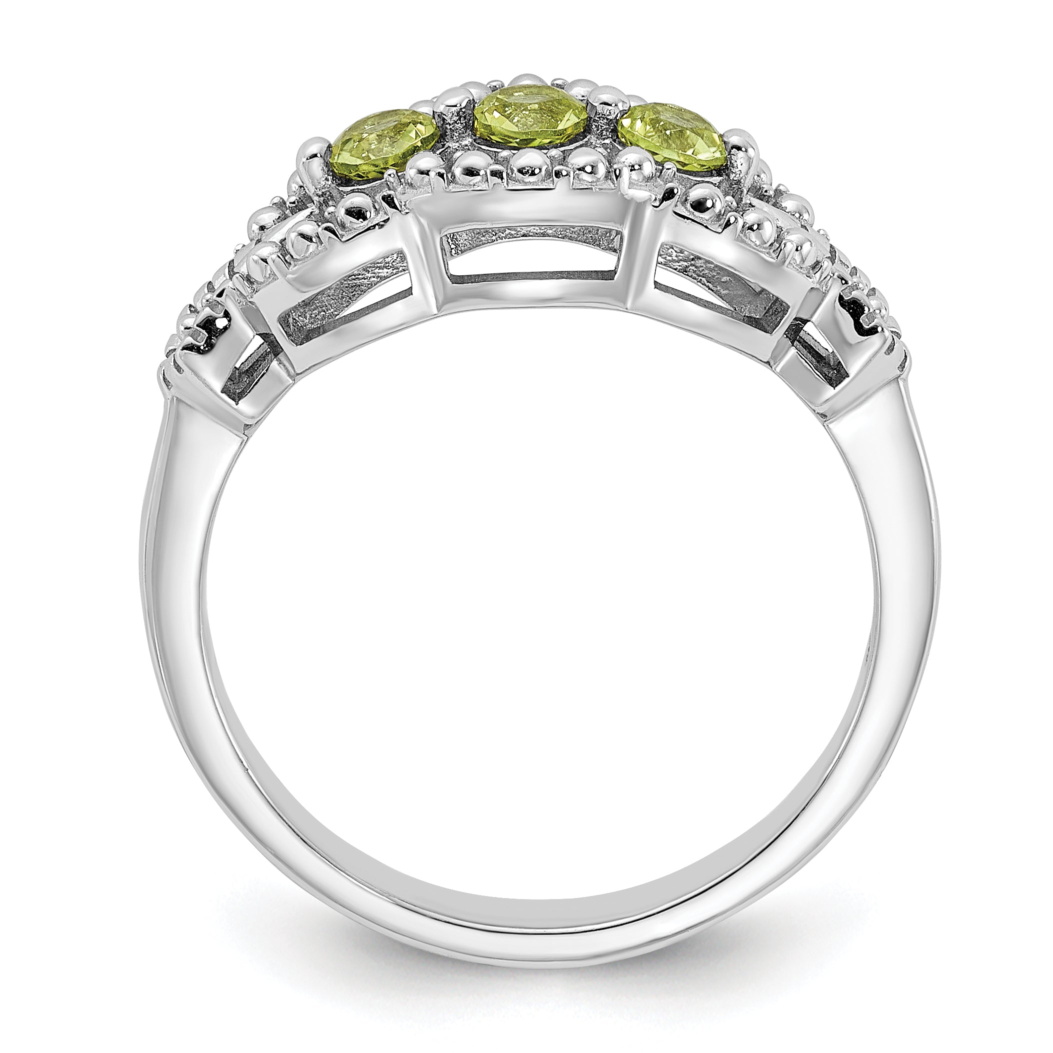 Sterling Silver Rhodium-plated Peridot Ring