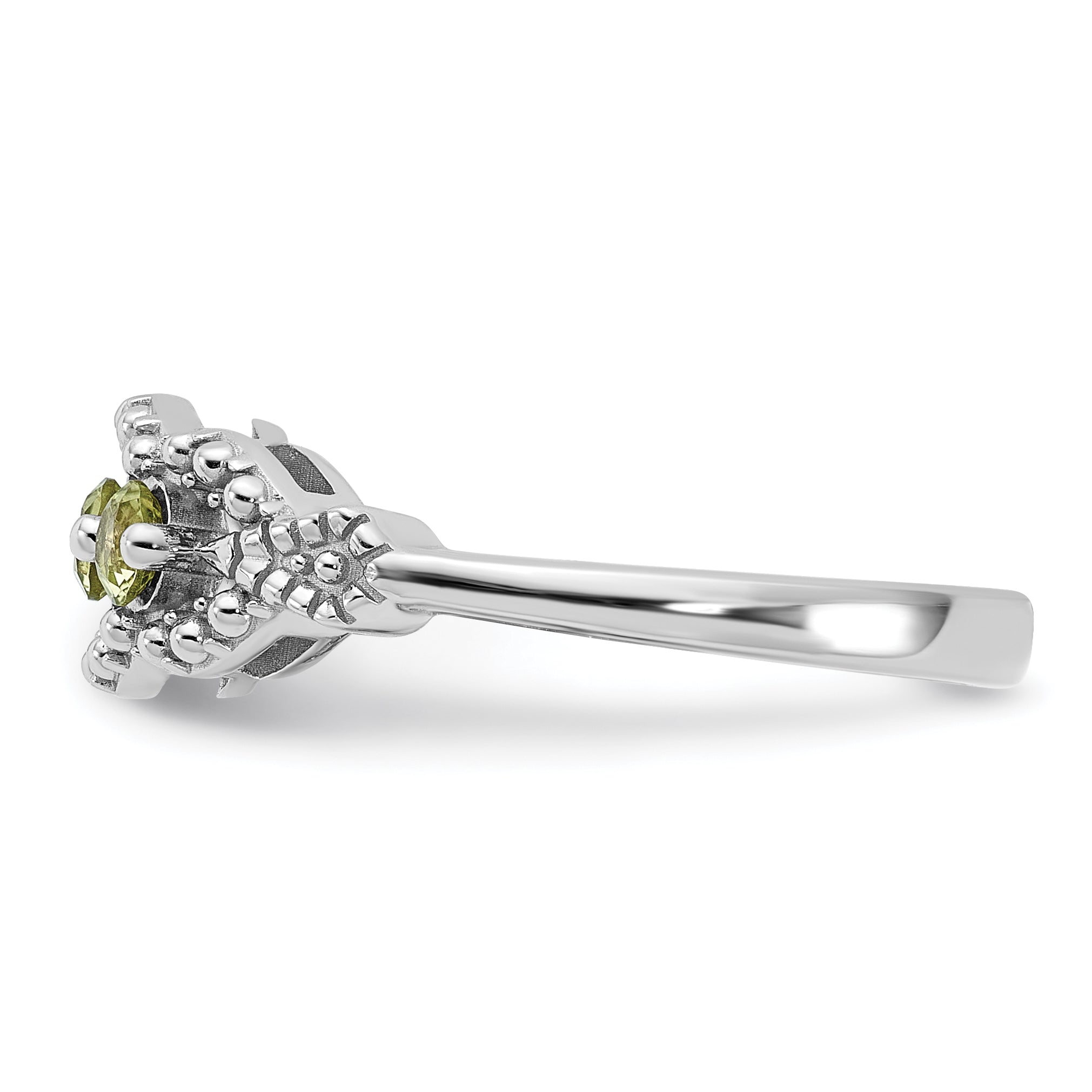 Sterling Silver Rhodium-plated Peridot Ring